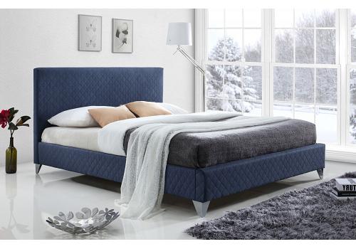 4ft6 Double Brooklyn Linen Fabric Upholstered Blue Bed Frame 1
